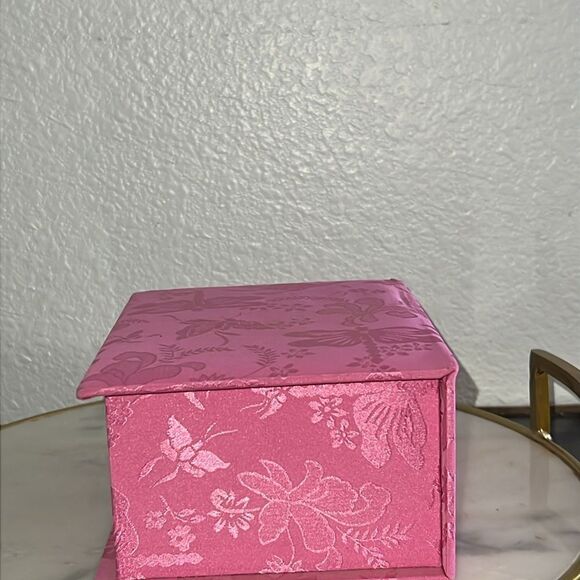Caboodle Fabric Jewelry Box Mirror Pink Floral Vintage Trinket Holder Padded EUC - Picture 5 of 10